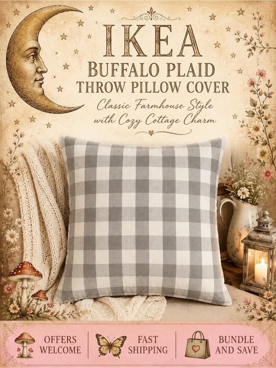 IKEA Other - IKEA Buffalo Plaid Pillow Cover Gray White Farmhouse 20x20